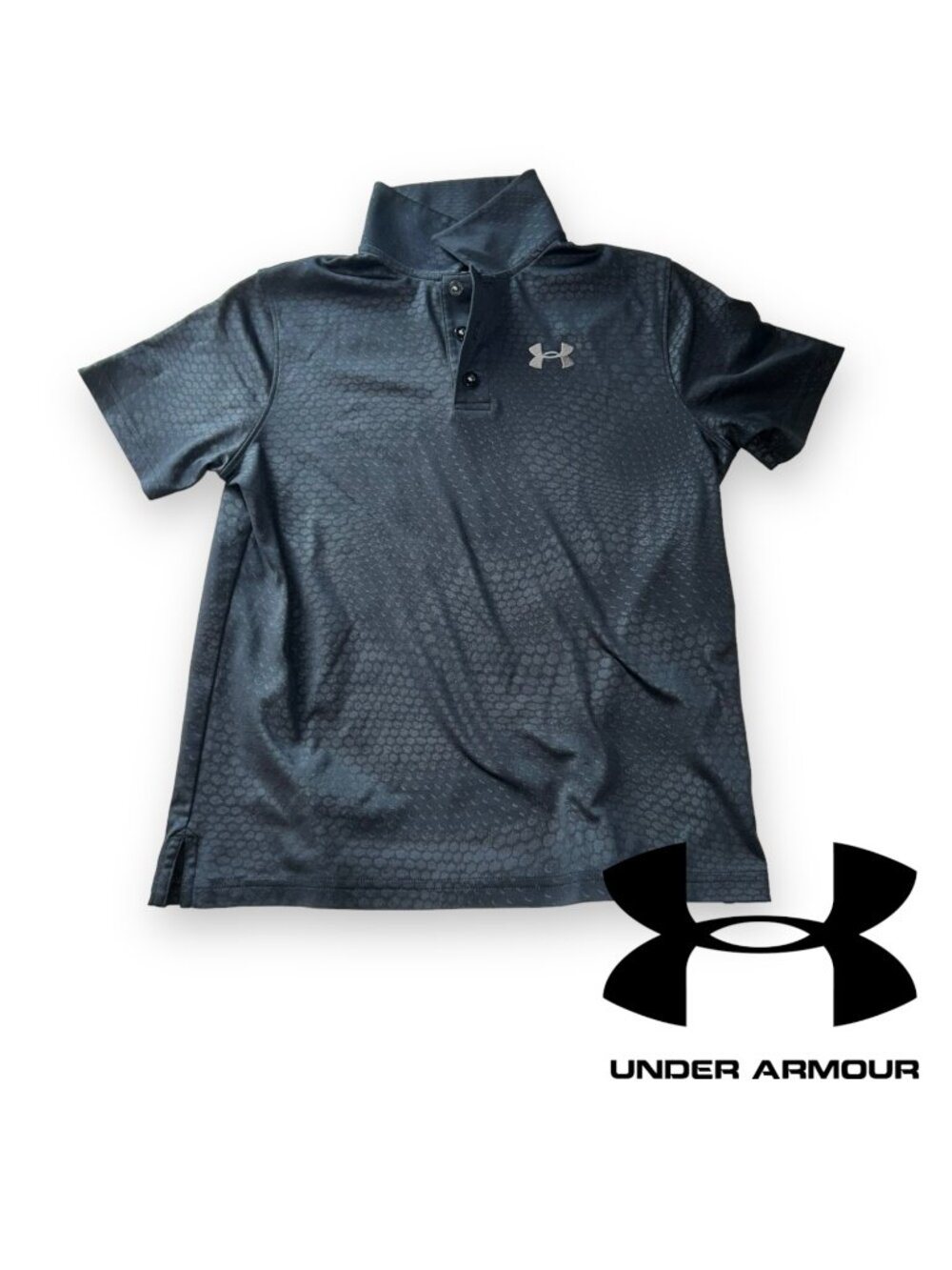 Under Armour Heatgear Kids' Short-sleeve Polo, Dark Gray, Loose Large